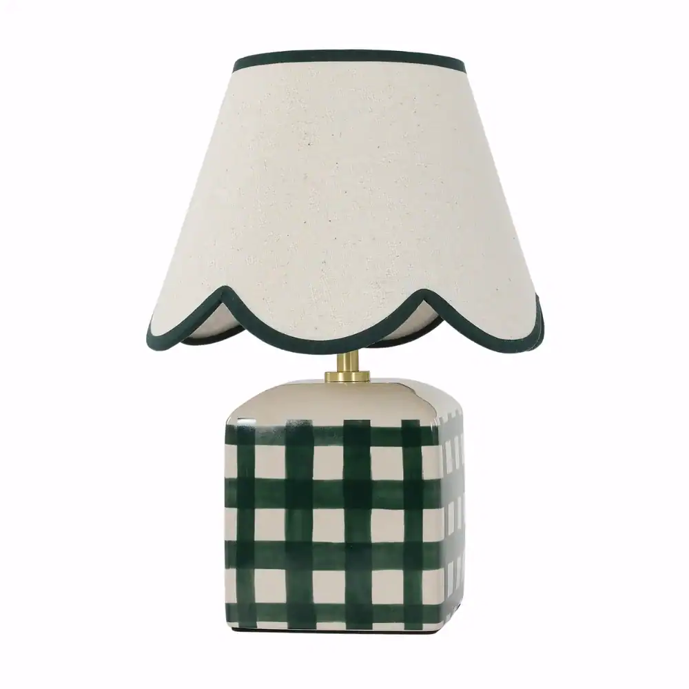 checkered ceramic table lamp. Cottagecore Decor