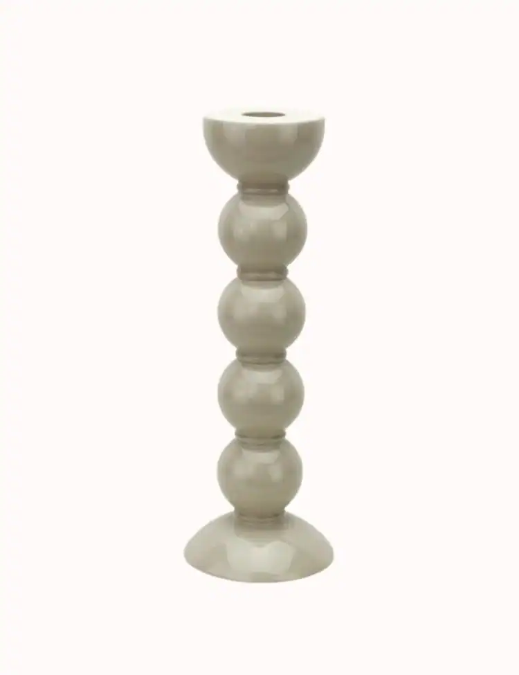 grey bobbin candlestick holder