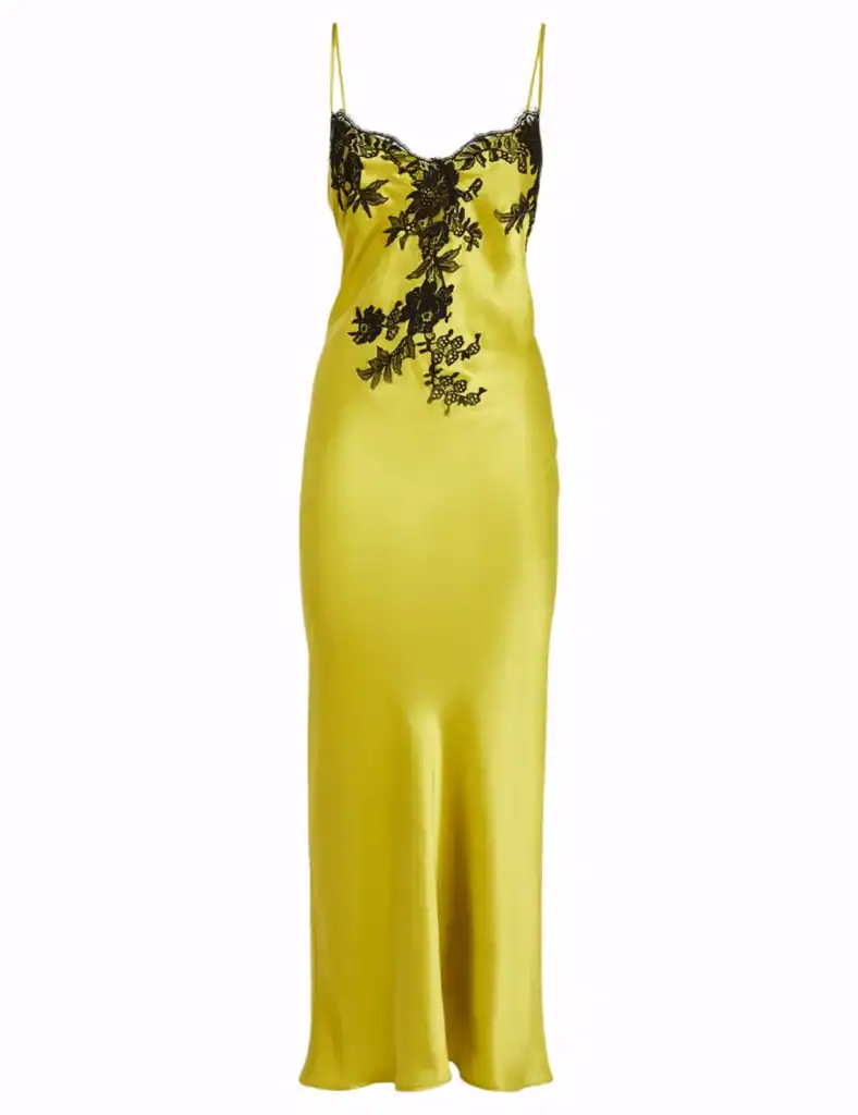 Yellow silk nightgown