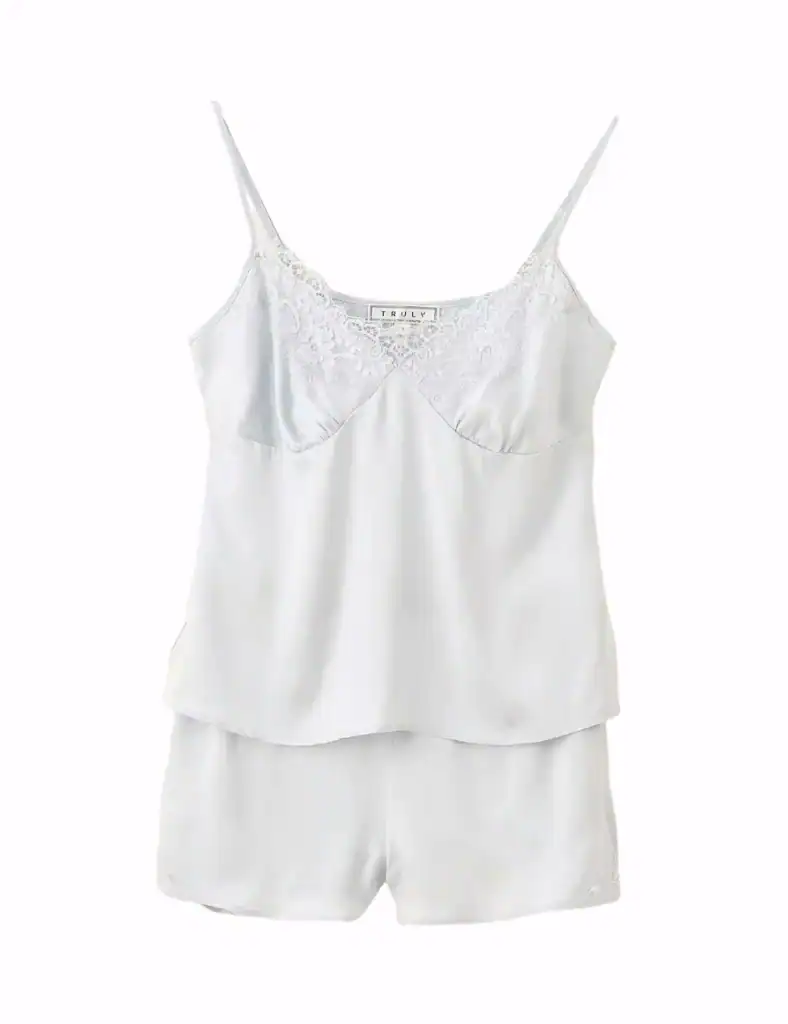 white silk camisole set
