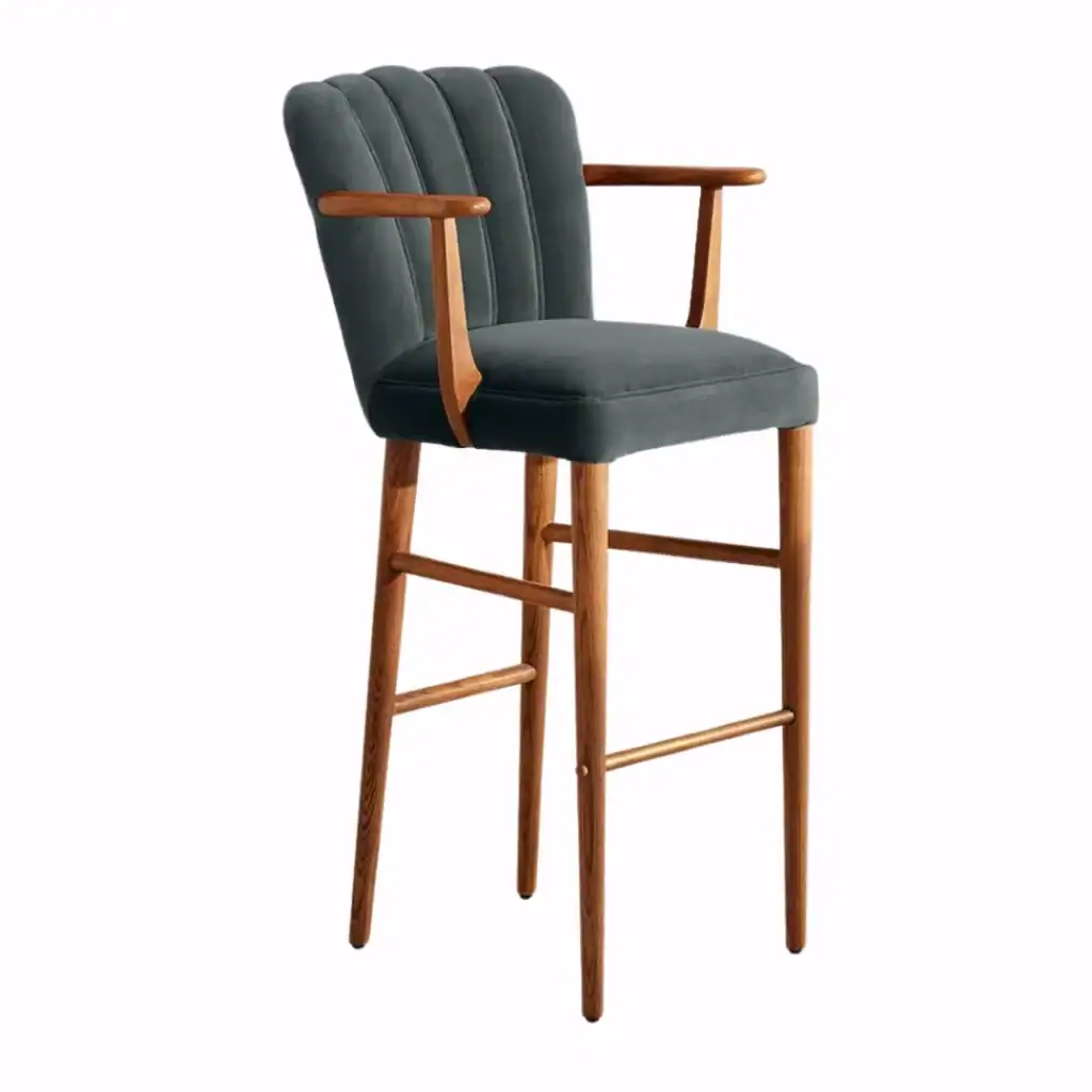 Mae Barstool – Velvet Grey Blue from Soho Home