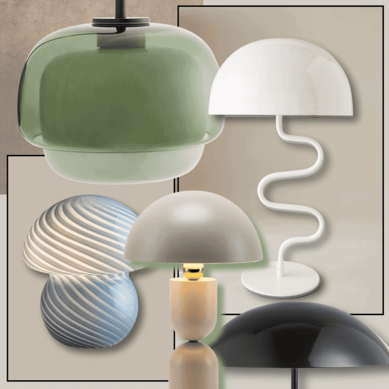 Collage of mushroom lamps