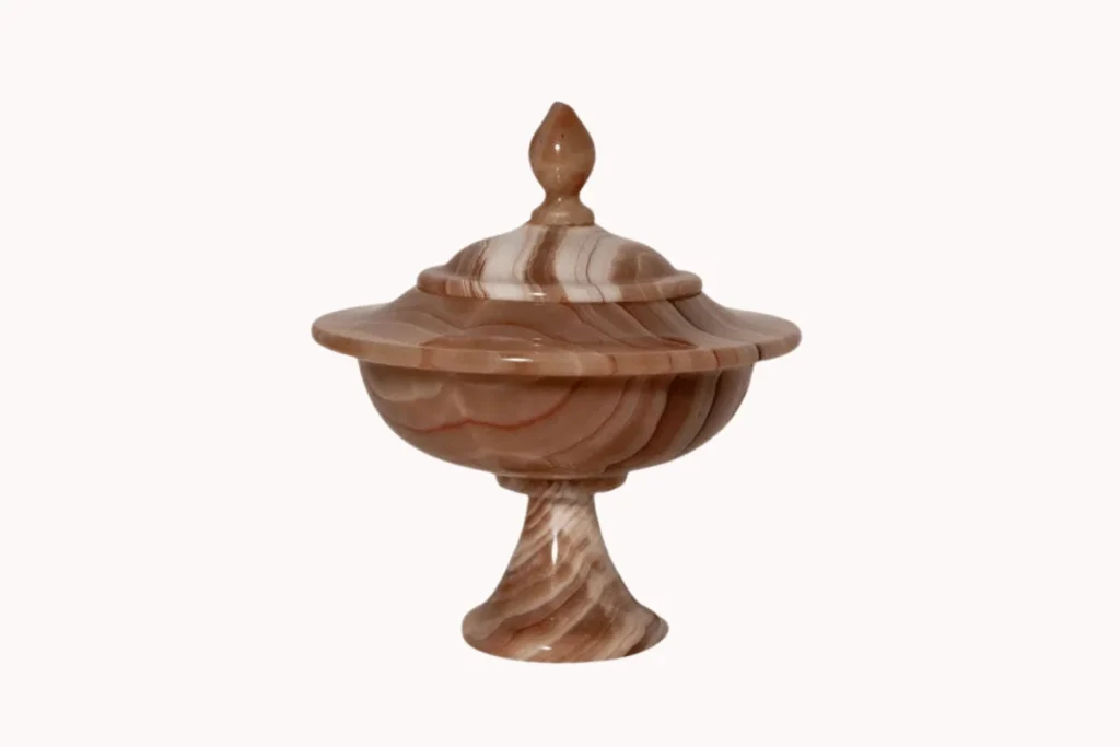 vintage onyx stemmed bowl