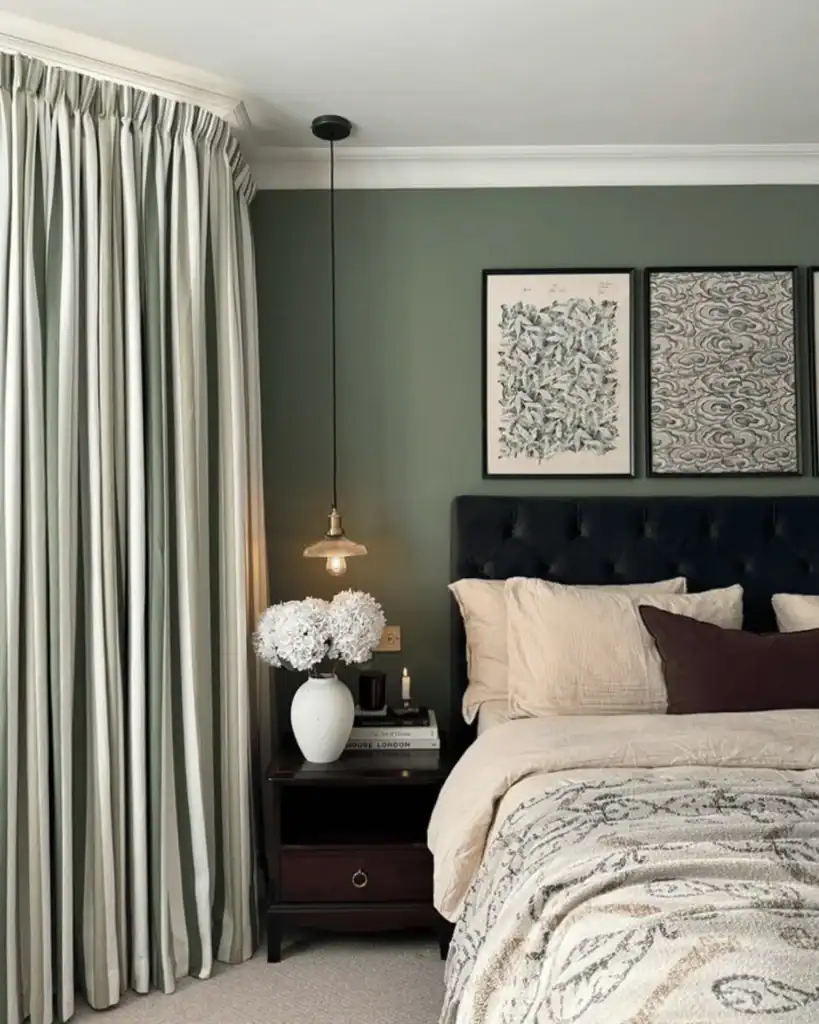 green modern bedroom decor. mood-boosting decor ideas