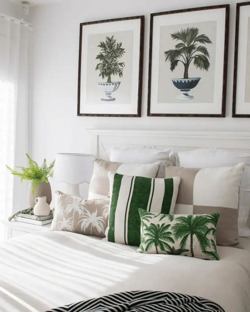 coastal bedroom with tropical elements