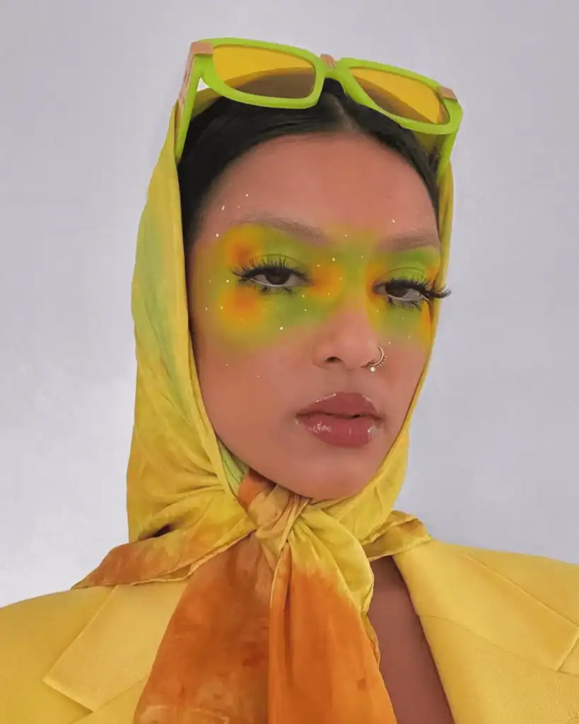 green and yellow makeup