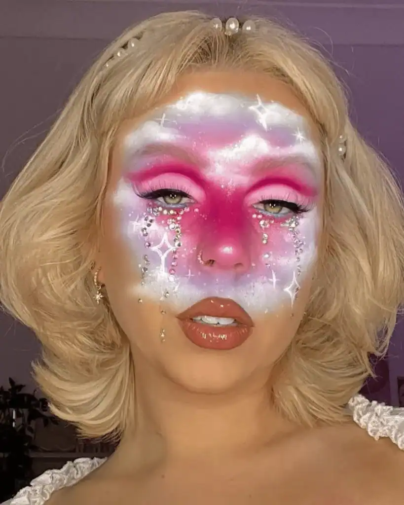 pink and white cloud makeup
