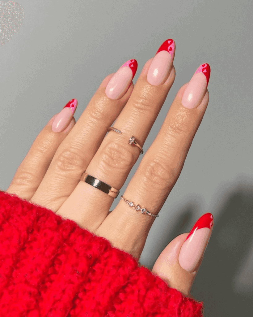 red and pink hearts ying and yang design