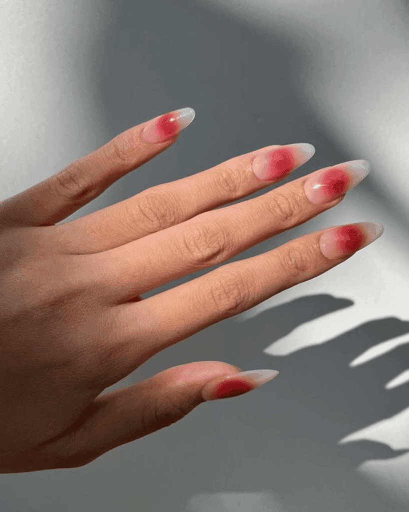 red and white aura nails. Valentine's Day Nail Ideas