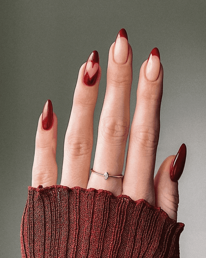red valentine's day nails