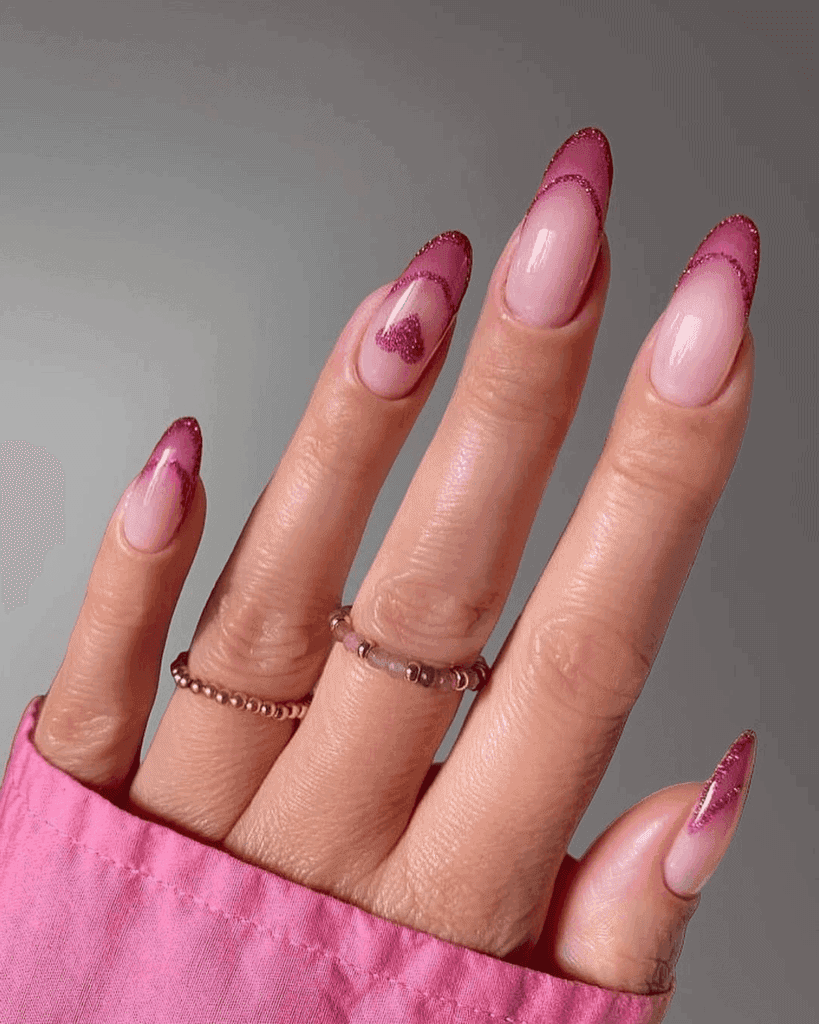 sparkly pink nails. Valentine's Day Nail Ideas