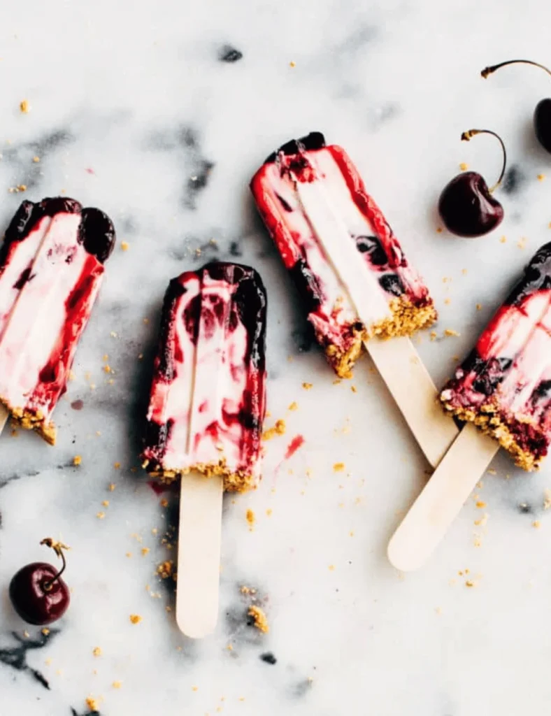 Cherry cheesecake popsicles