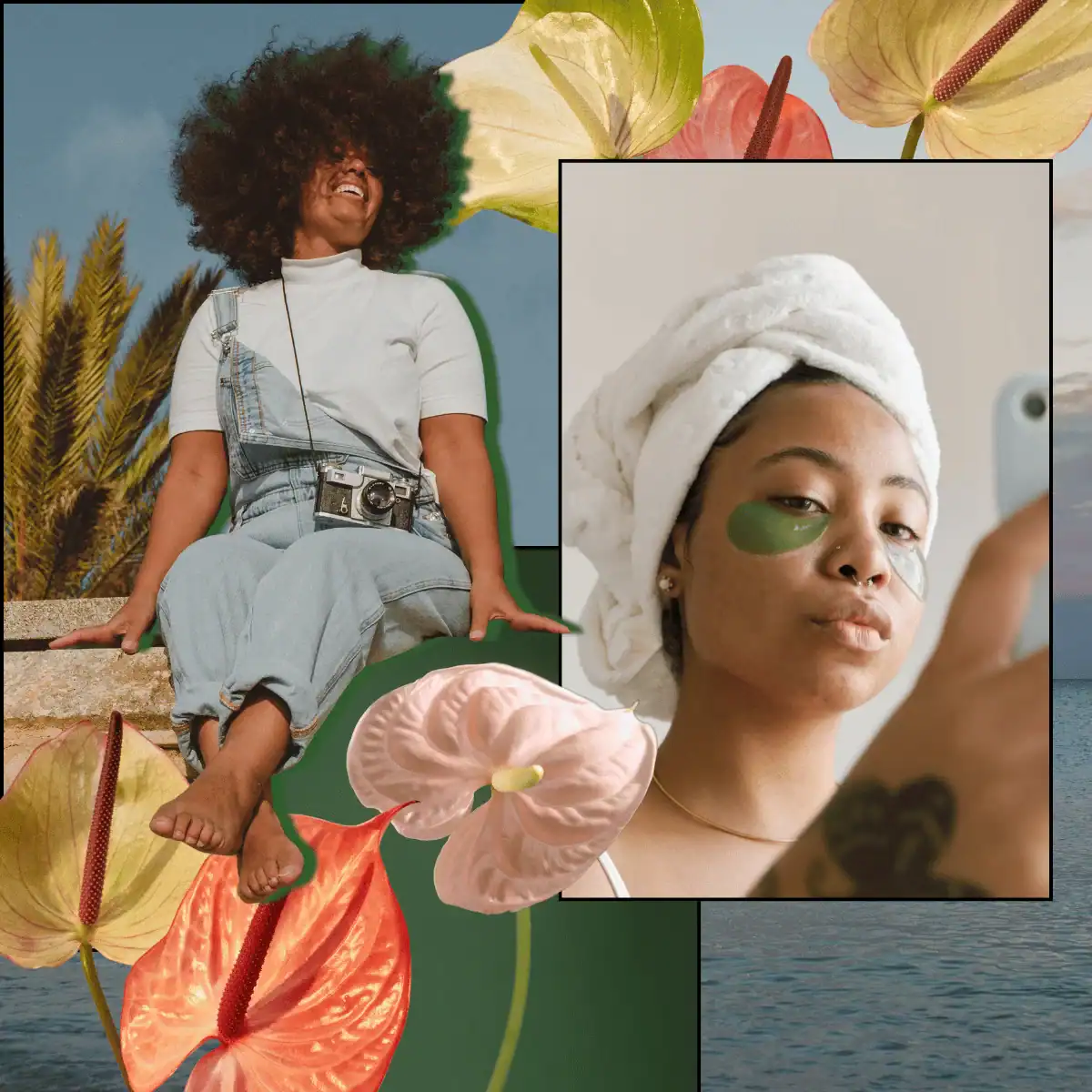 Collage-of-women-with-flowers.-100-Solo-Date-Ideas