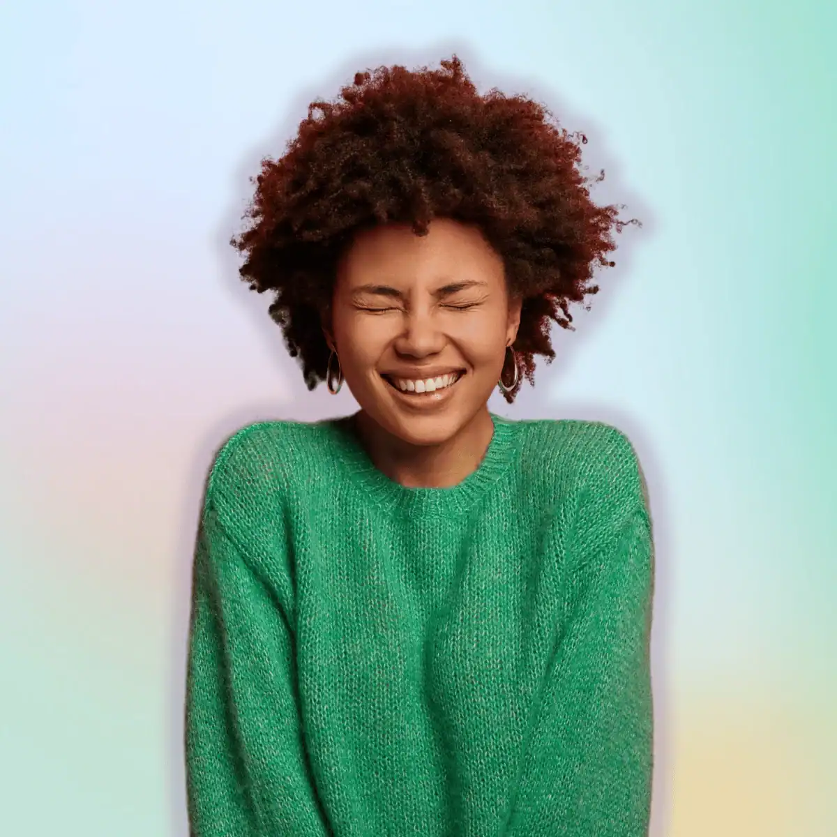 Happy-emotional-curly-haired-girl-grins-expresses-positive-emotions-closes-eyes-from-laughter