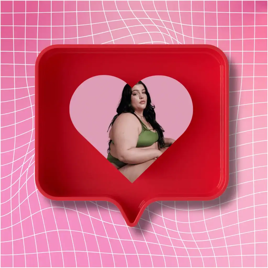 Pink-and-red-illustration-of-a-woman-inside-a-like-heart-speech-bubble. Body Positive Affirmations