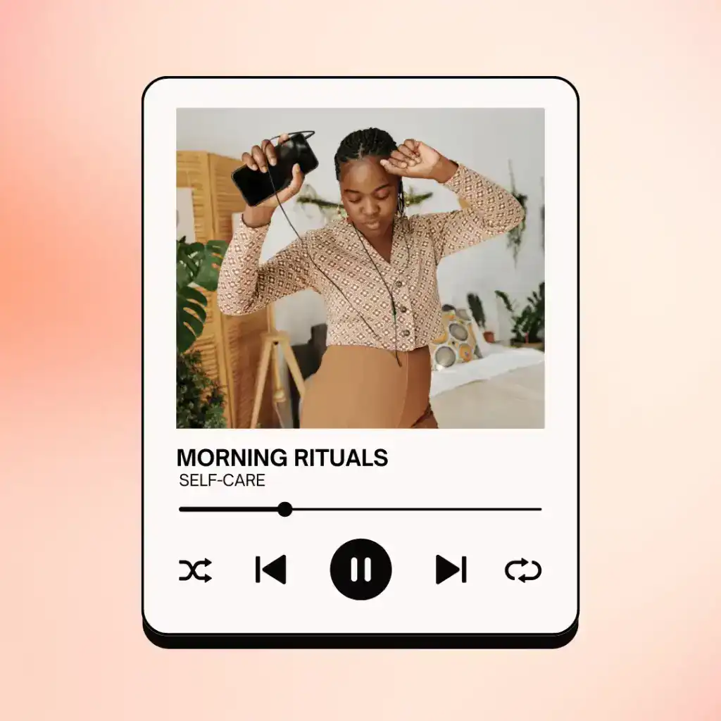 Self-Care-Morning-Rituals.-Woman-dancing-with-earphones-on