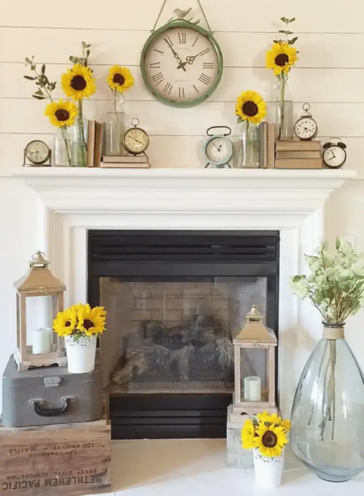sunflowers Summer mantel ideas