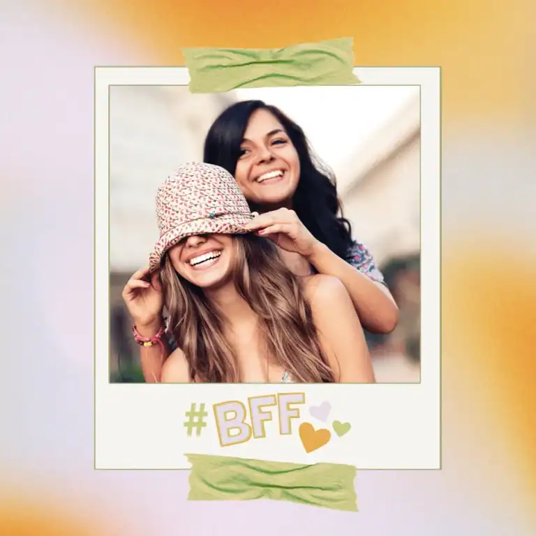 Two-friends-being-silly-inside-a-polaroid-frame.-Thumbnail-for-post-10-Years-Of-Friendship-Quotes