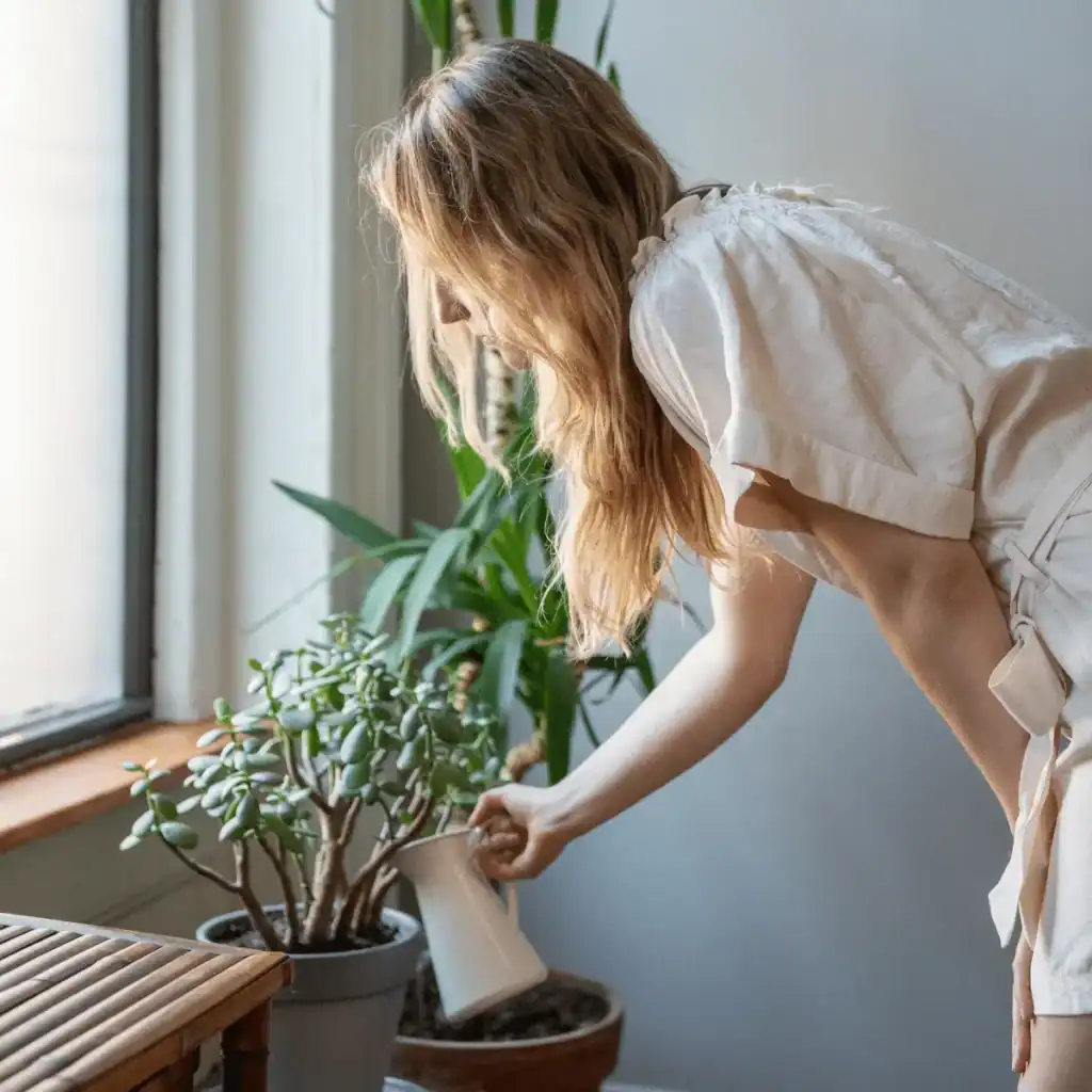 Woman-Watering-Plants.-Scripting-Manifestation-Technique