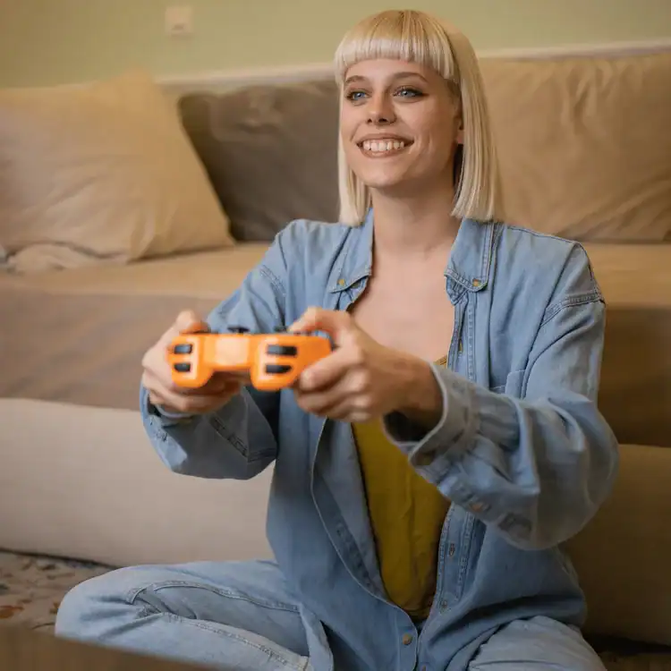 Woman-playing-video-games.-Saturday-selfcare-ideas