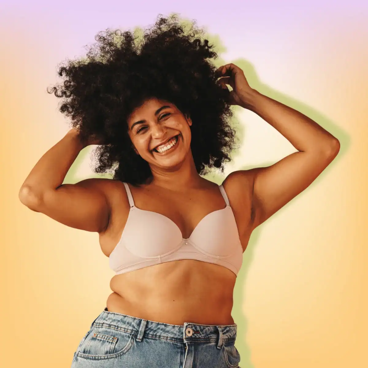 Woman-wearing-a-bra-and-jeans