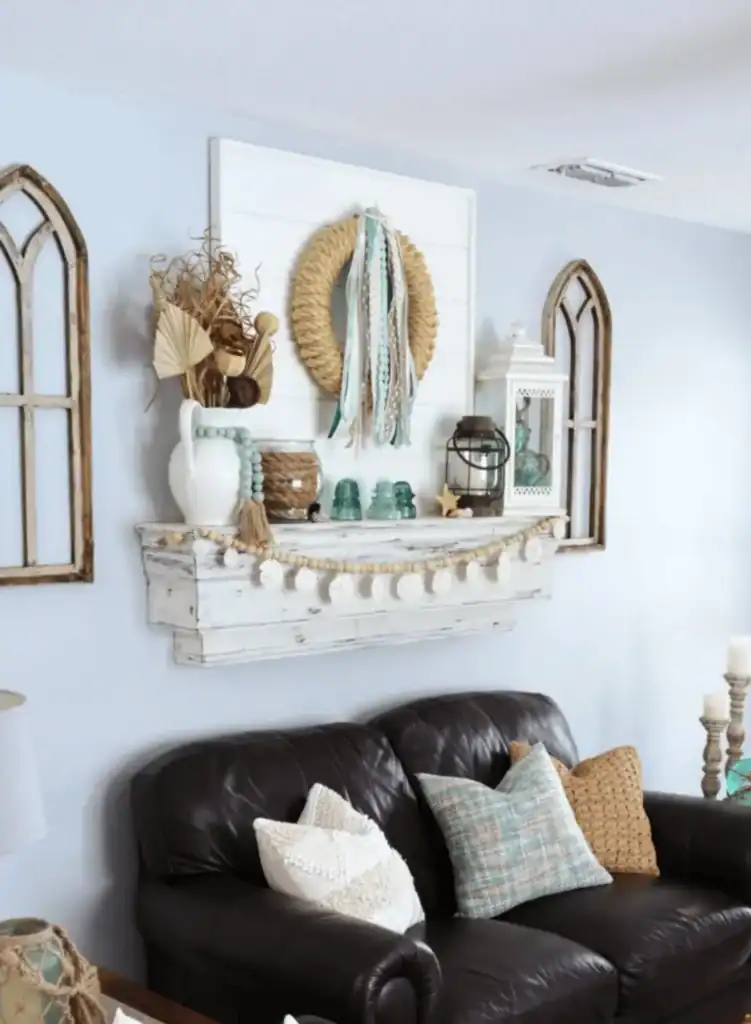 coastal summer mantel decor