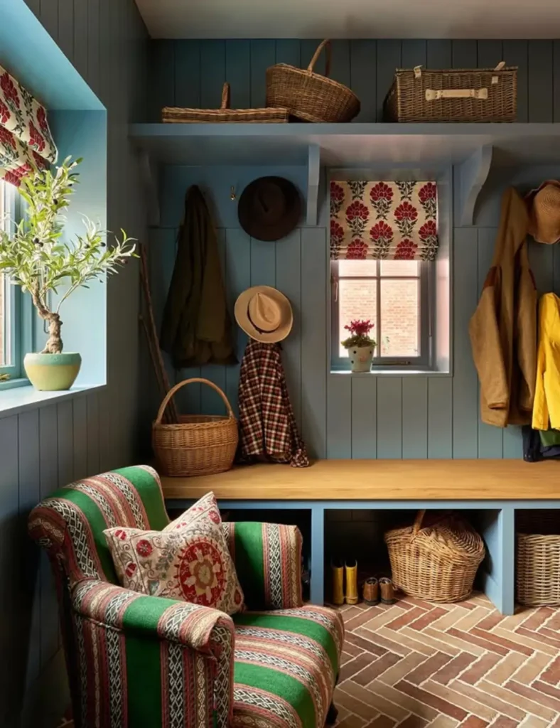 diy mudroom idea with an armchair