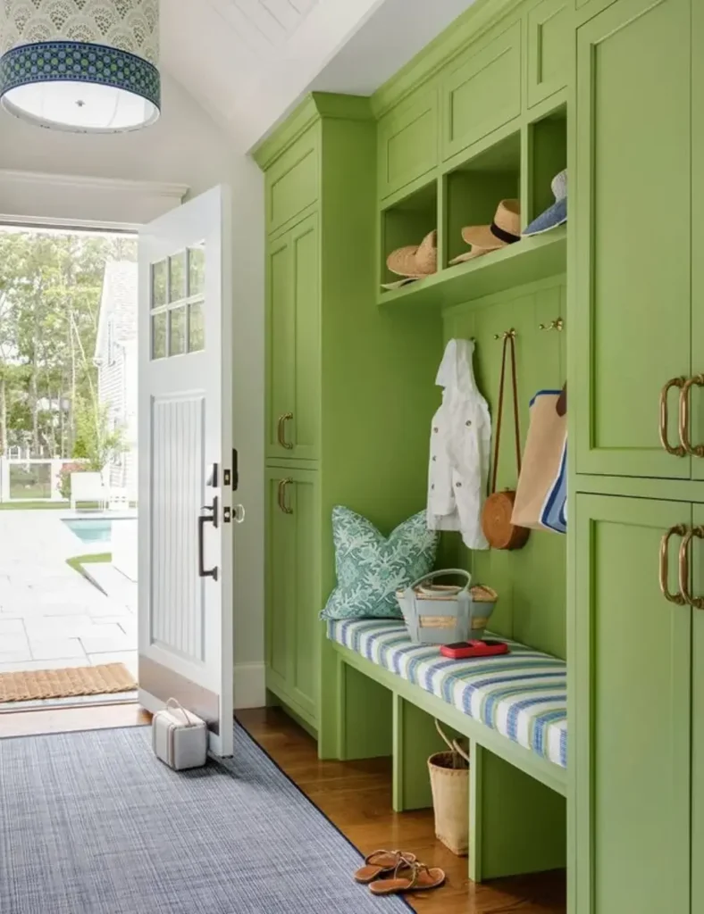 green mudroom ideas