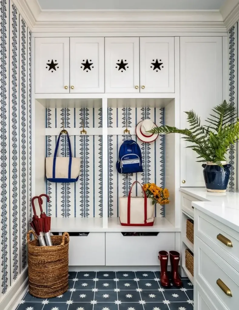 patterned diy mudroom ideas