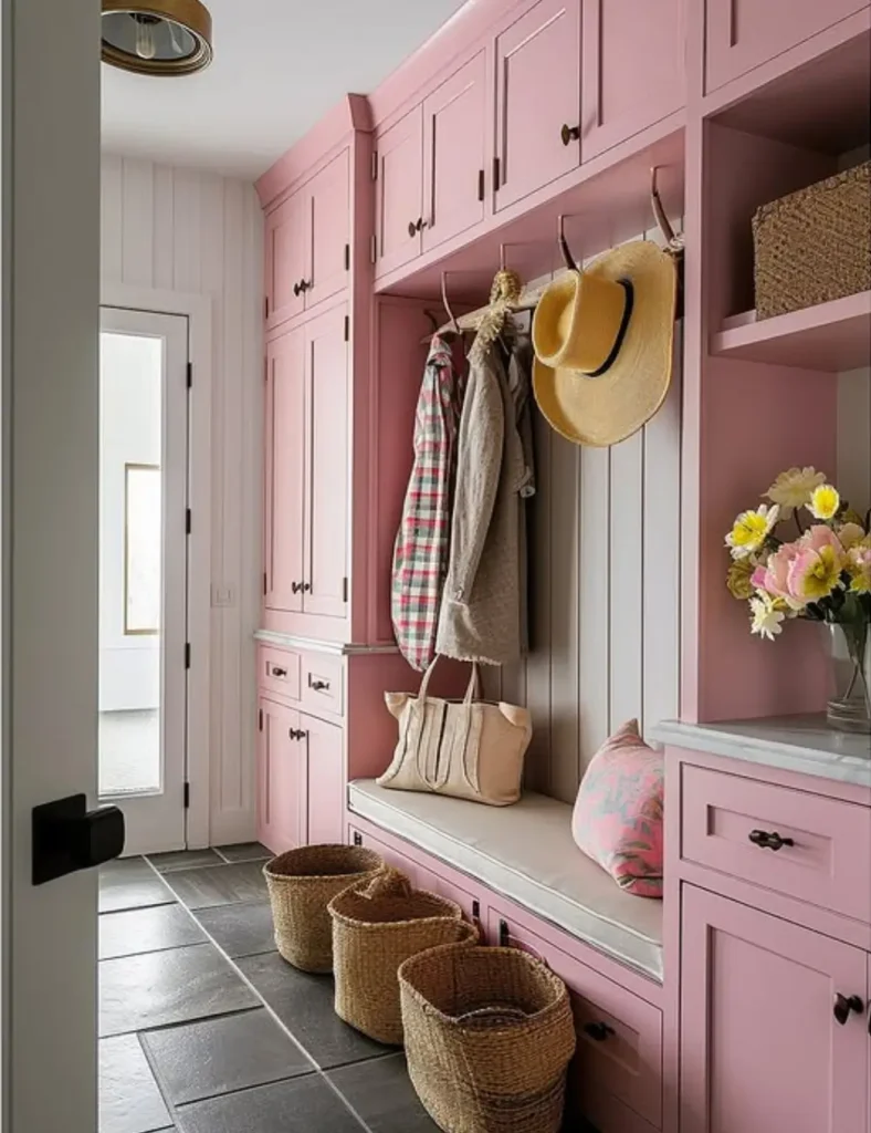 pink diy mudroom ideas