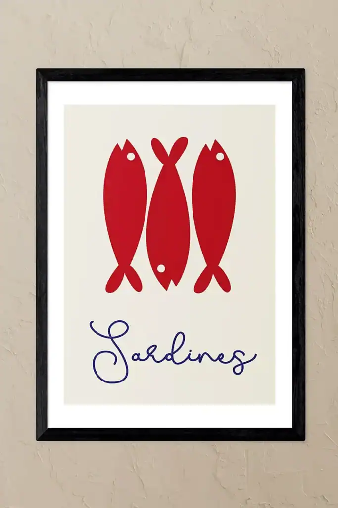 East End Sardines Black Framed Wall Art Print