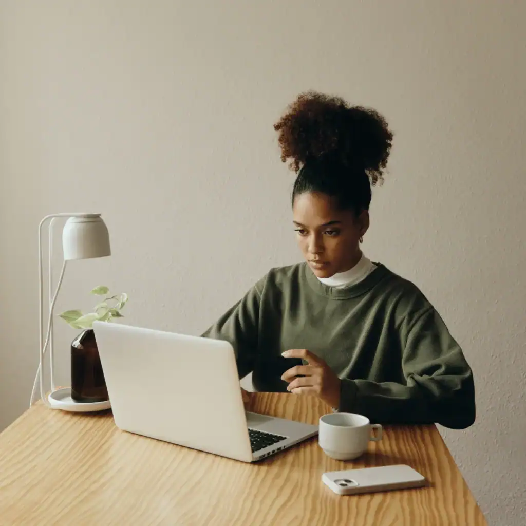 woman working at a laptop