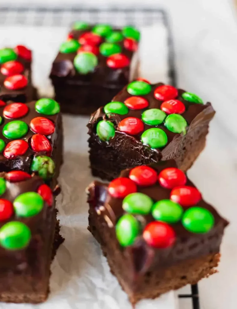 Christmas Brownies with Ganache Frosting
