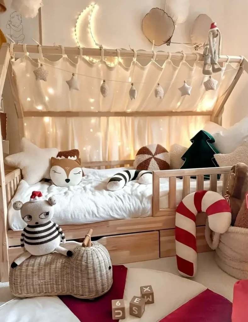 Christmas Kids’ Bedroom Idea with fairy lights