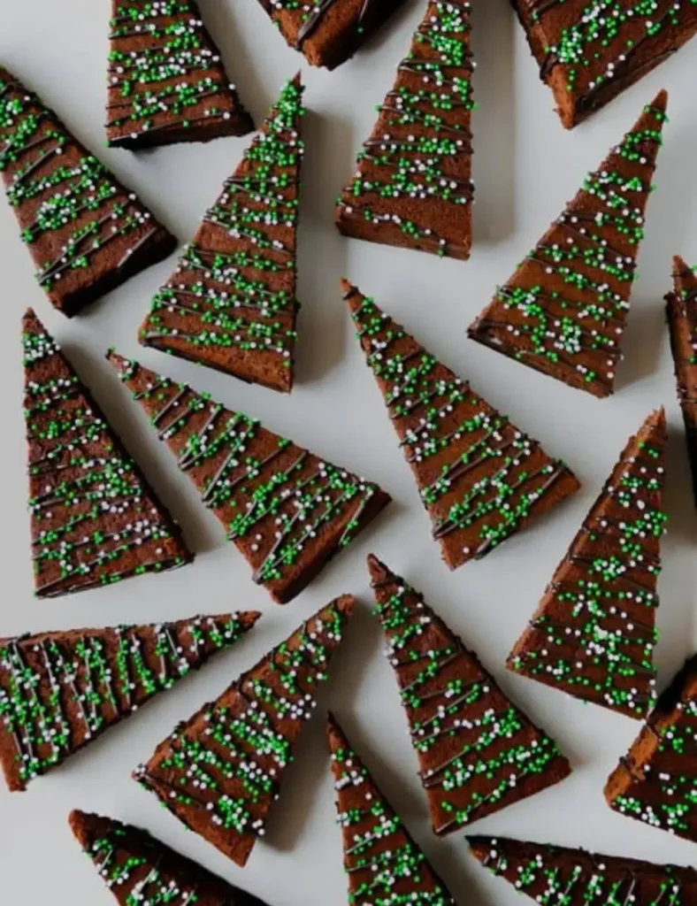 Christmas Tree Brownies With Sprinkles
