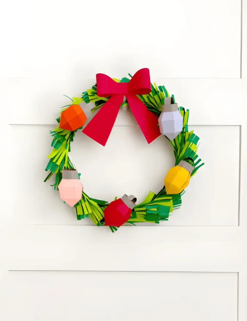 Christmas lightbulb paper wreath