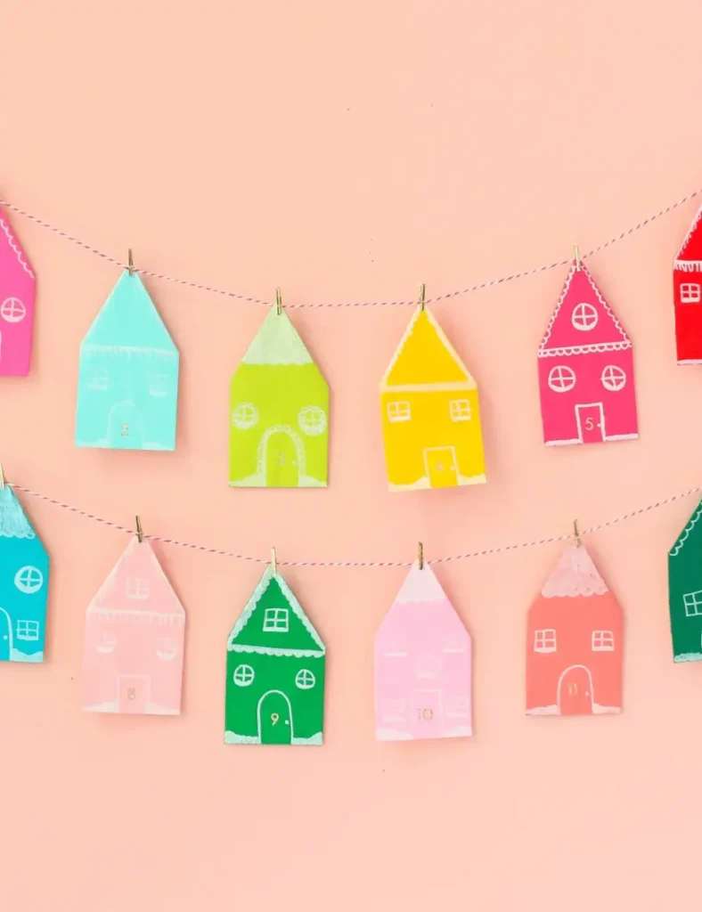 DIY Colorful Gingerbread House Advent Calendar