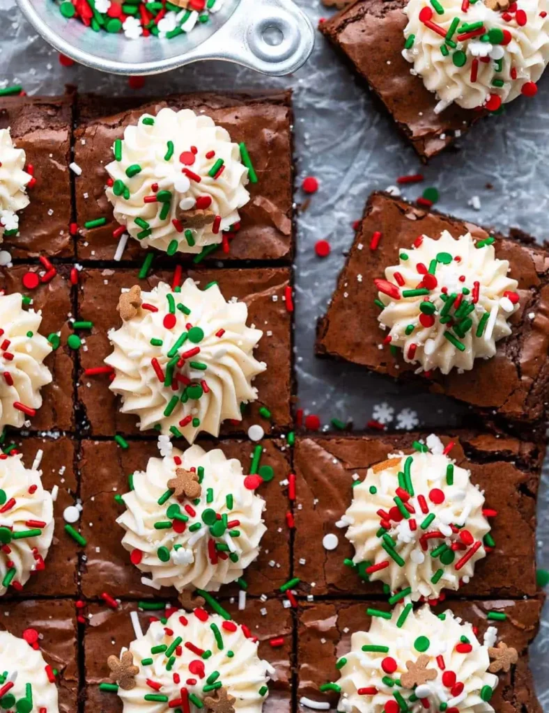 Gingerbread Brownies with Eggnog Buttercream