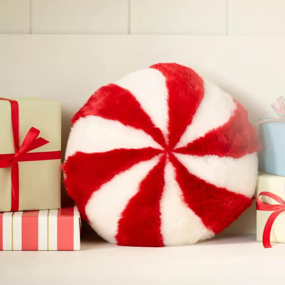 Peppermint Faux-Fur Cushion