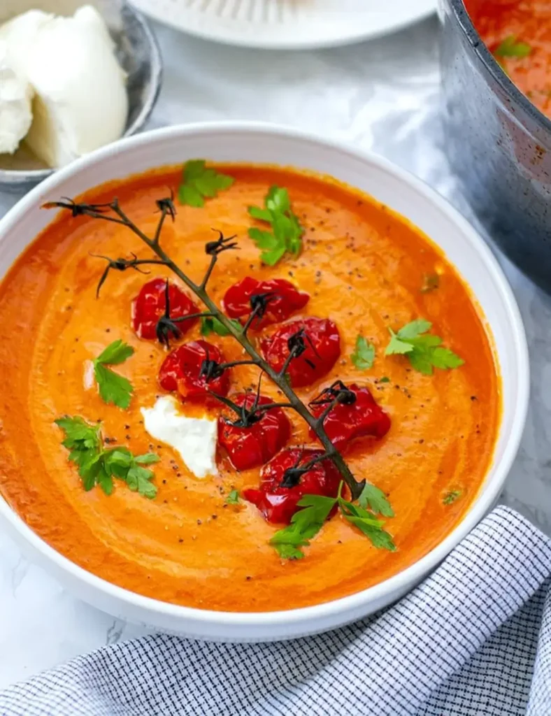 Roasted Cherry Tomato Soup With Creamy Mascarpone
