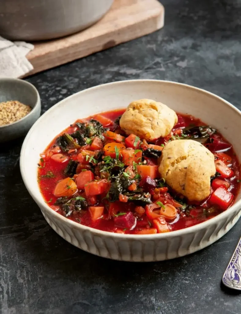 Winter Vegetable Soup with dumplings
