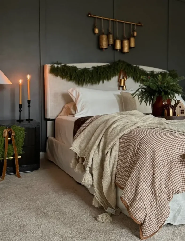 dark and moody christmas bedroom