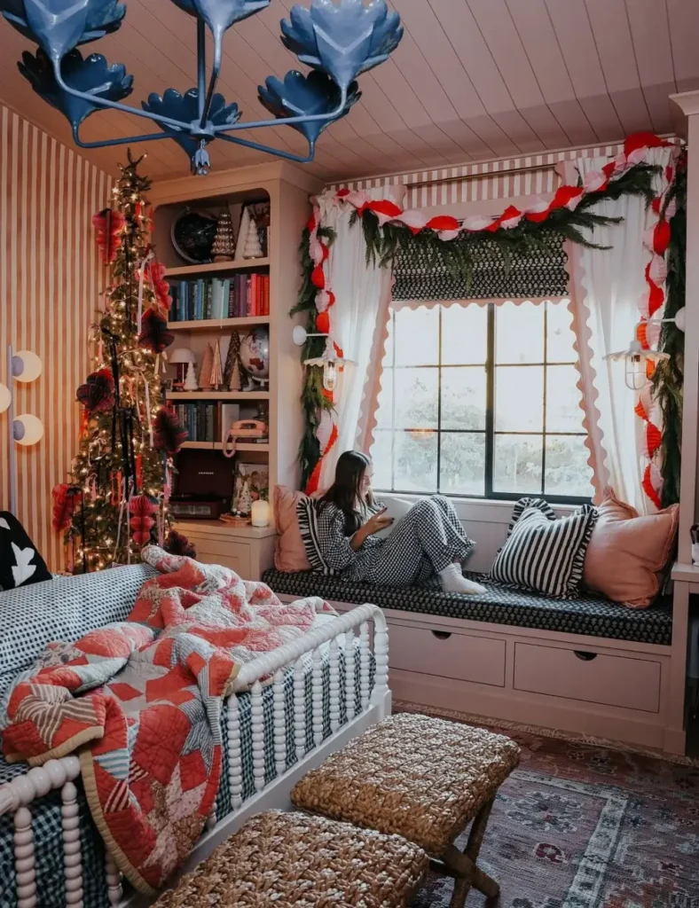maximalist christmas bedroom