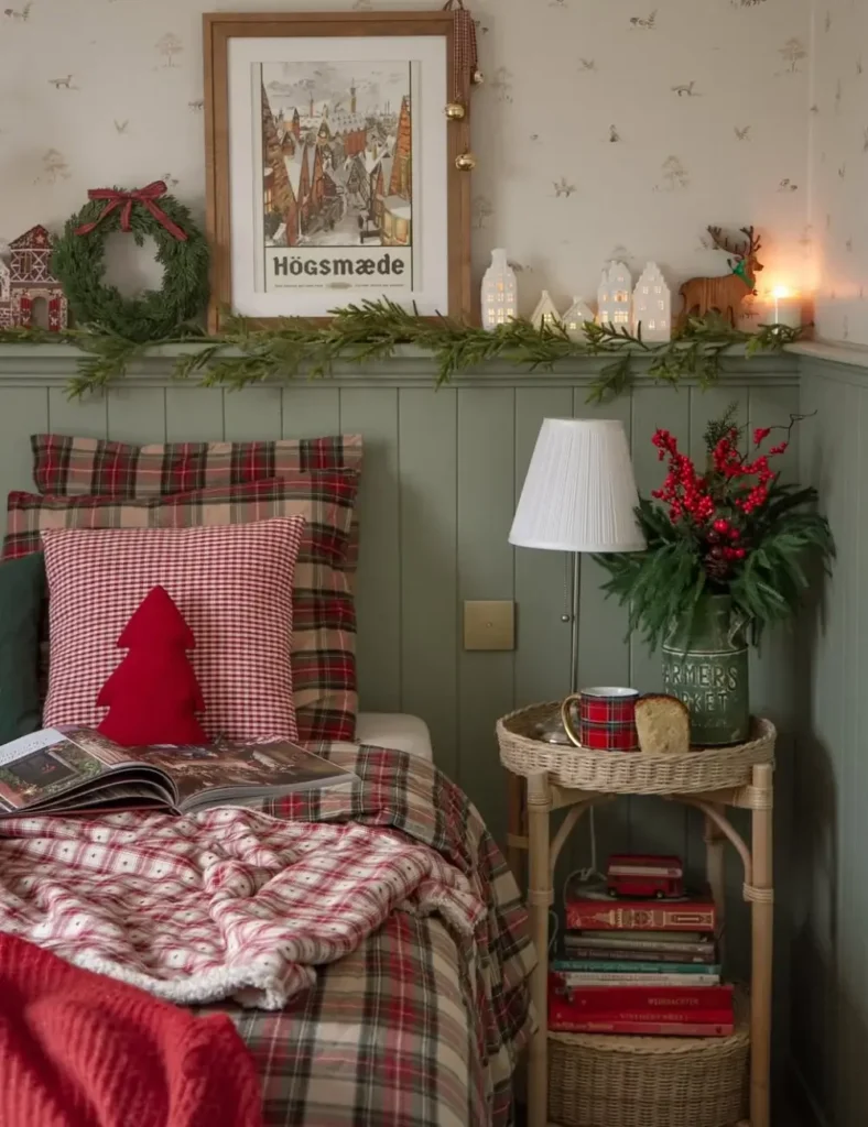 red tartan christmas bedroom