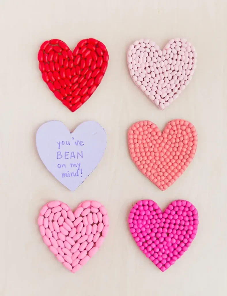 Bean Mosaic Valentines. Valentine's Day Craft Ideas