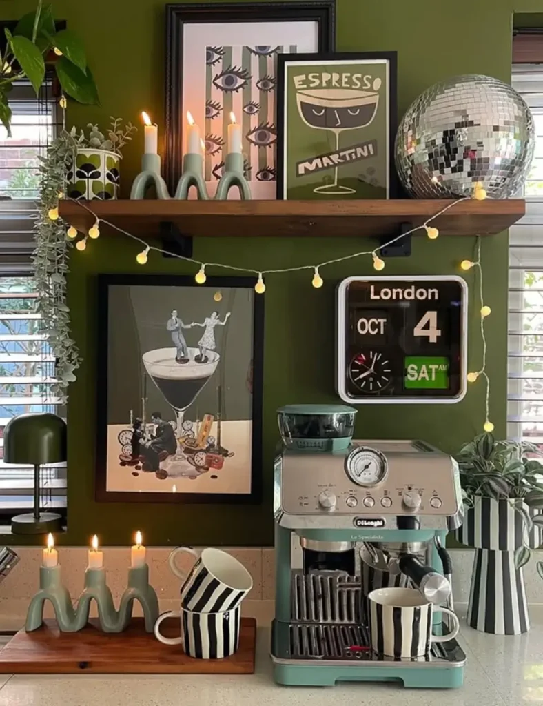 Bold Coffee Bar Idea with wall art