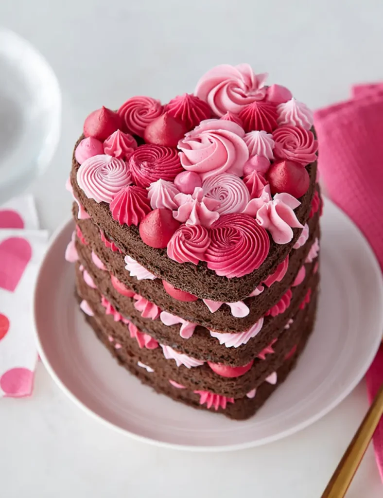Heart Shaped Layer Cake. Valentine’s Day Cake Recipes