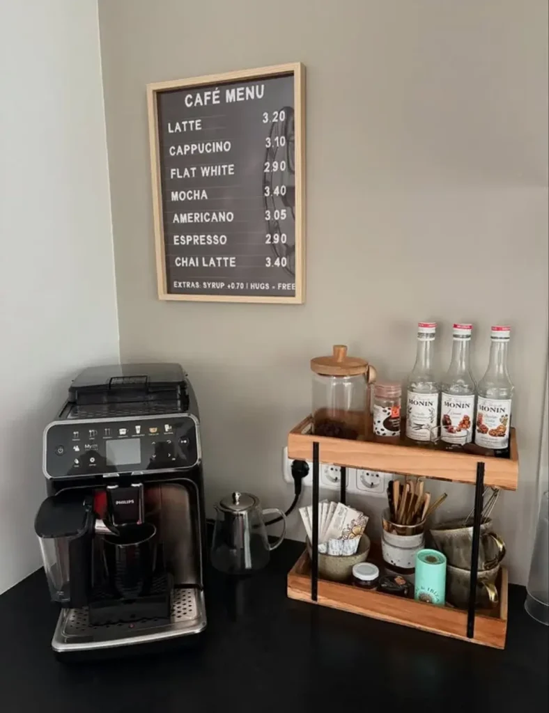 Modern Coffee Bar Idea with cafe menu board