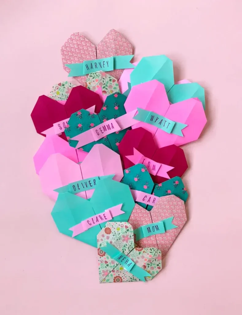 Origami Heart Valentines