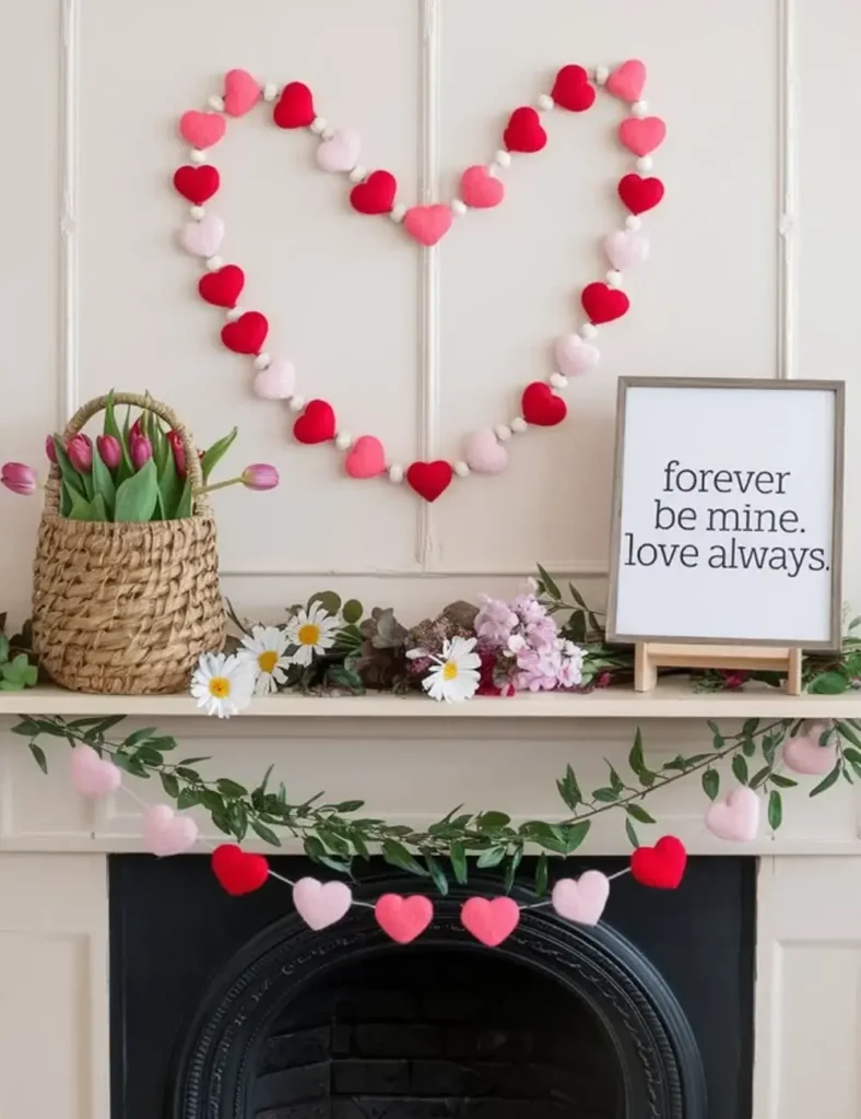 Soft + Sweet Felt-Heart Mantel